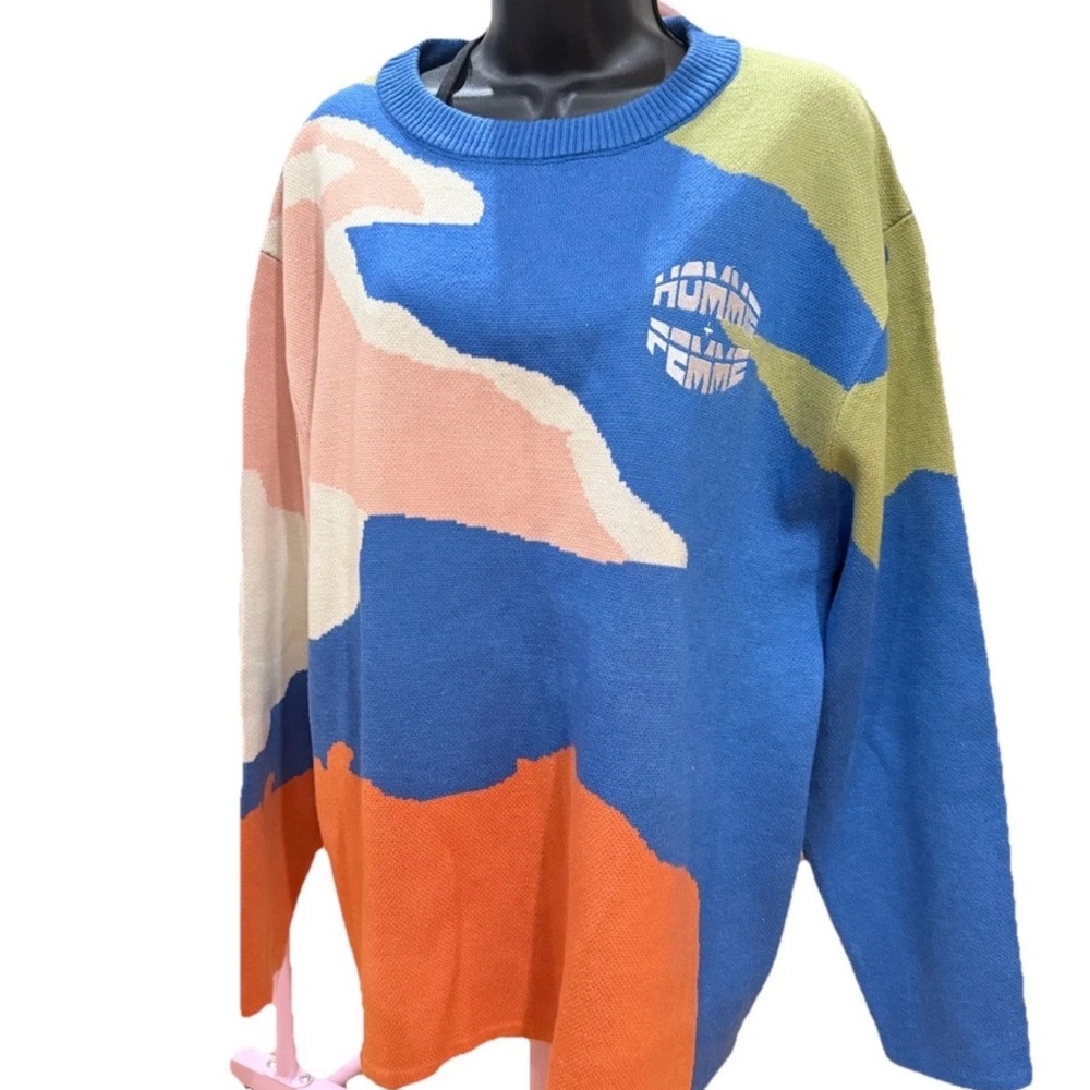 Homme Femme Colorful Graphic Sweater